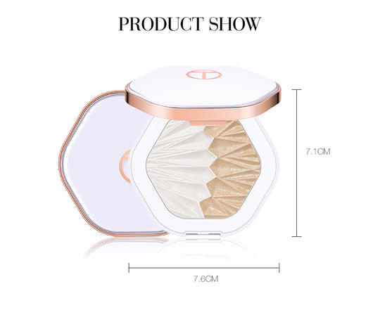 O.TWO.O Iluminador en polvo prensado de alta calidad, maquillaje resaltador que proporciona un resplandor hermoso 2 en 1 - Imagen 11
