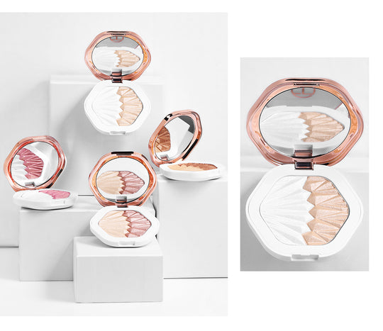 O.TWO.O Iluminador en polvo prensado de alta calidad, maquillaje resaltador que proporciona un resplandor hermoso 2 en 1 - Imagen 12