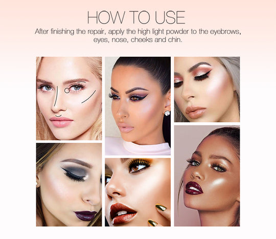 O.TWO.O 5 Colores iluminadores faciales en polvo bronceador resaltador de maquillaje - Imagen 9