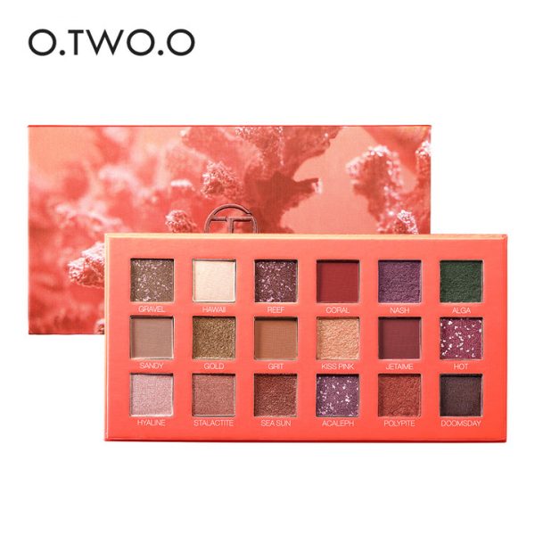O.TWO.O Paleta de sombras de ojos con 18 colores, estilo del sudeste asiático. Sombra de ojos metálica