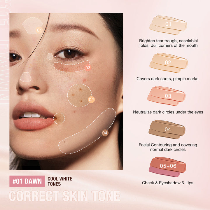 O.TWO.O Paleta de maquillaje de corrector, contorno y crema de rubor - Imagen 6