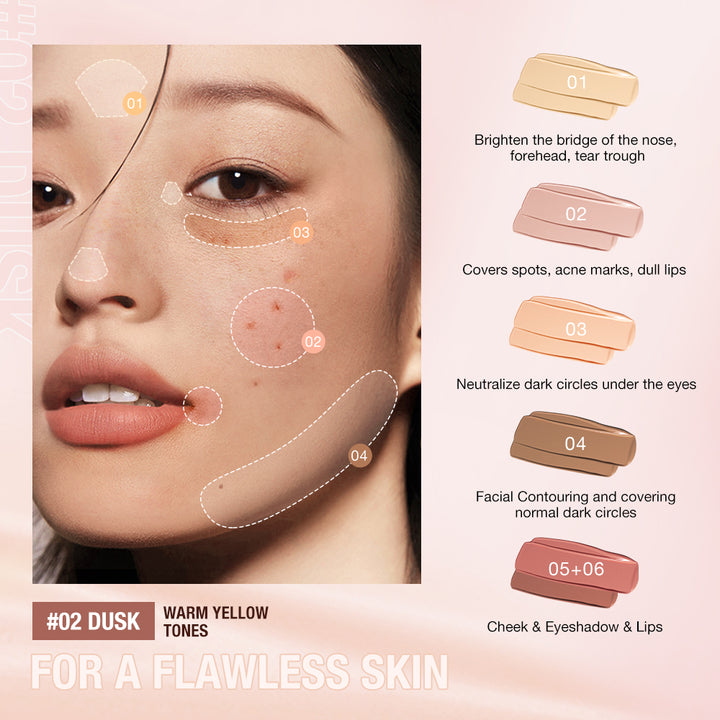 O.TWO.O Paleta de maquillaje de corrector, contorno y crema de rubor - Imagen 7