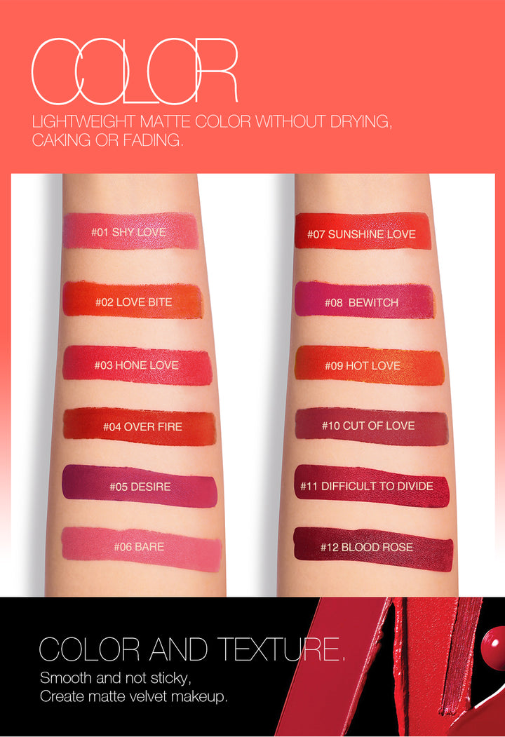 O.TWO.O Rouge barra de labios, 12 colores semi-mate, hidratante y resistente al agua - Imagen 22